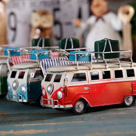 Retro Car Figurines Metal Miniature Bus Model for Home Decoration ...