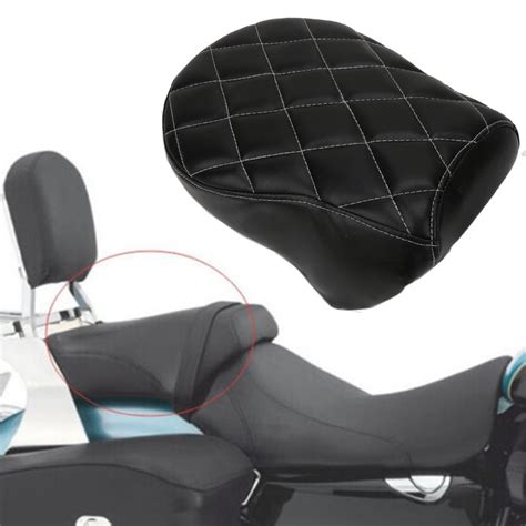 Black Lattice Diamond Motorcycle Rear Passenger Seat Pillion Cushion Pad For Harley Sportster