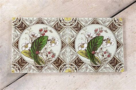 Salvaged Floral Glazed Tiles