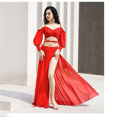 Conjunto de traje de dança do ventre feminino prática oriental wear