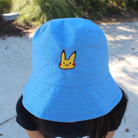 Pikachu Bucket Hat Black And Blue Etsy