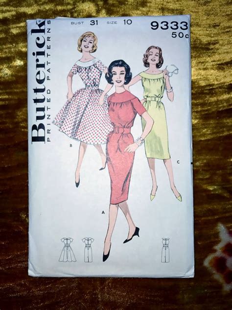 Vintage 1954 Butterick Pattern 9333 Misses Dress Size 10 Etsy