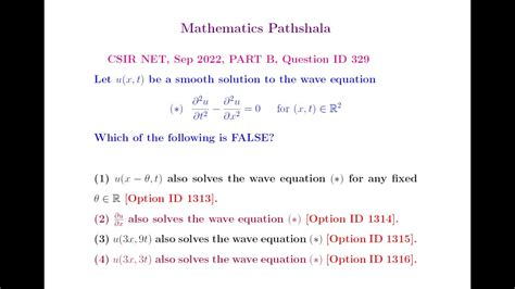 Csir Net September Partial Differential Equation Pde Question