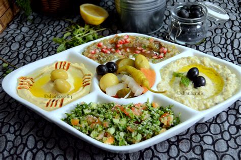 Arabic Mezze Platter Hummus Mutabbal Babaganosh Tabbouleh