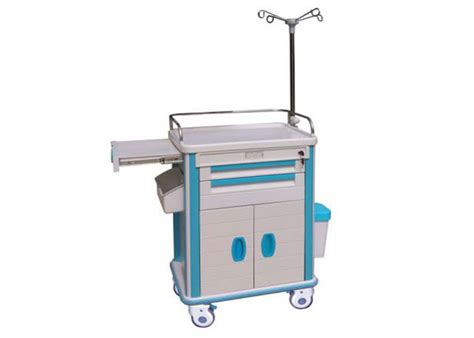 Hospital Crash Cart With Drawer IV Pole Medical Trolley / Emergency ...