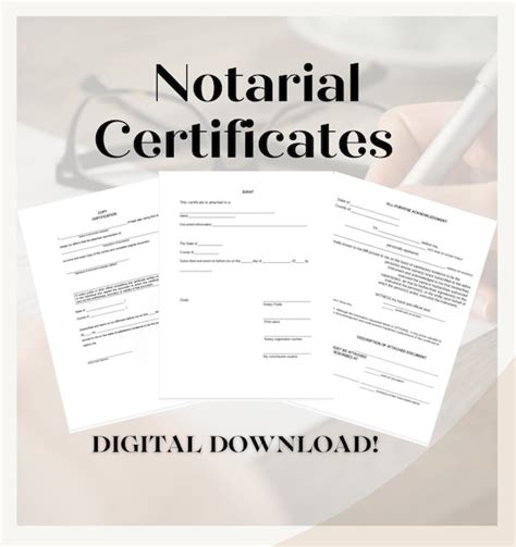 Notarial Certificates Jurat Acknowledgment And Copy Etsy