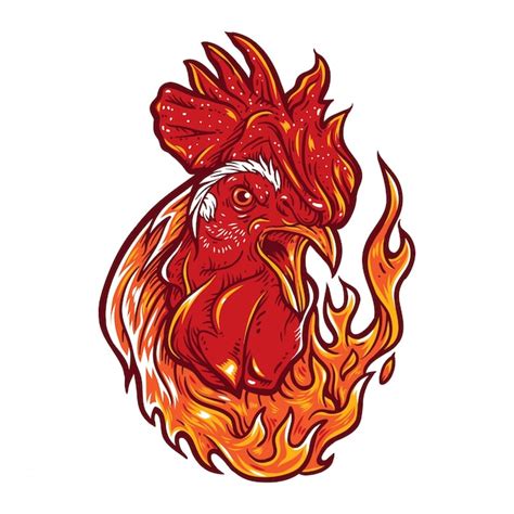 Premium Vector Rooster On Fire