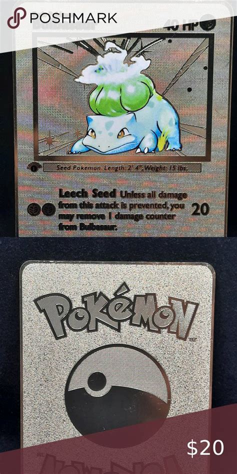 Rare Bulbasaur Base Set 1st Edition Gold Metal Pokemon Card