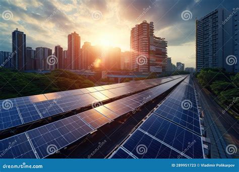 Solar panels in the city stock image. Image of ecological - 289951723