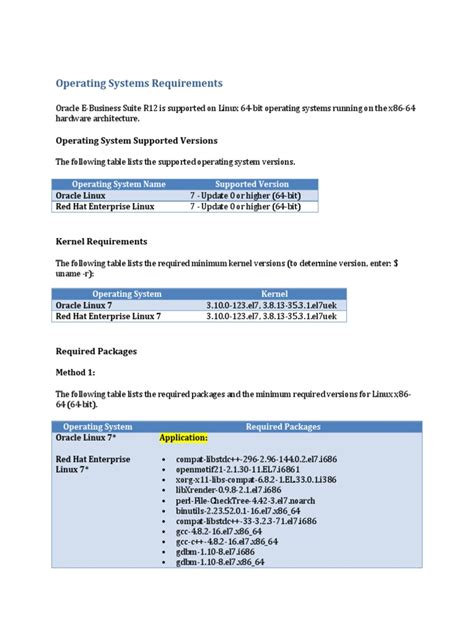 Operating Systems Requirements - R12.2.x | PDF | Operating System | Linux