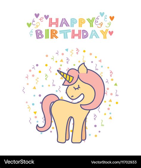 Unicorn birthday card Royalty Free Vector Image