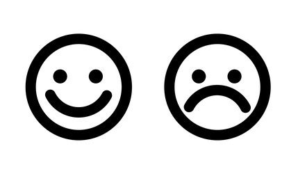 Happy And Sad Faces Icons Line Art Icon Royalty Free Vector