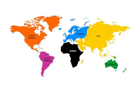 Mapa plano vetorial do mundo com continentes | Vetor Premium