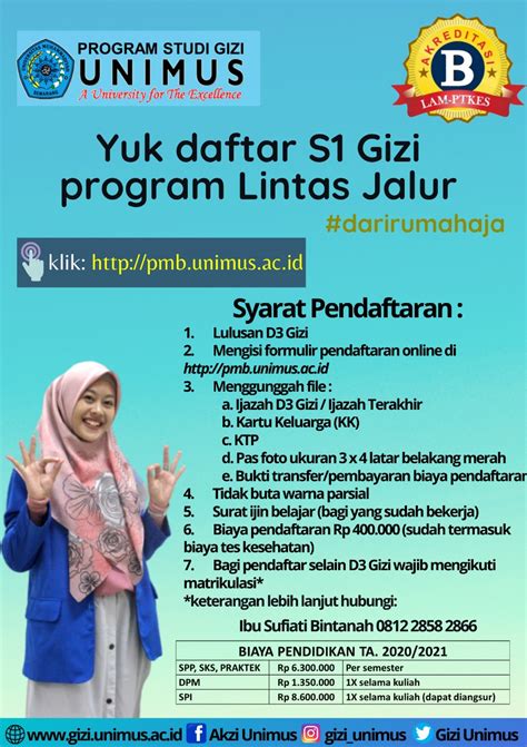 Informasi Pendaftaran Program Studi S Gizi Unimus Program Alih Jenjang