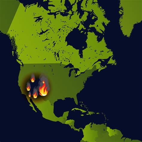 Los Incendios Forestales Banner Lugar De Fuego En El Mapa De Desastres En El Periódico Que Quema