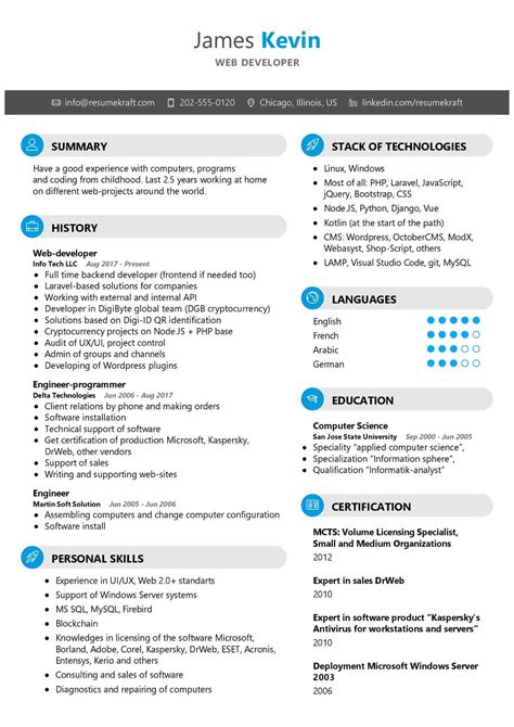 Web Developer Resume Sample 2021 Writing Guide And Tips Resumekraft