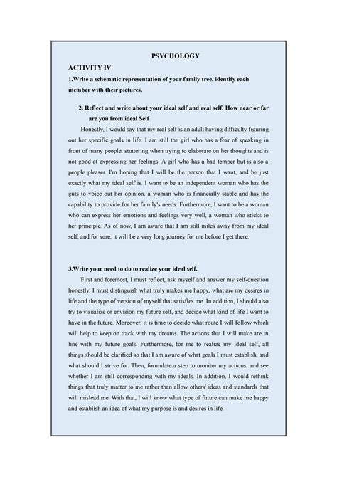 Uts Act 4 Activity In UTS PSYCHOLOGY ACTIVITY IV 1 A Schematic