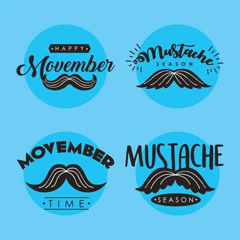 Four Movember Day Emblems 12378688 Vector Art At Vecteezy