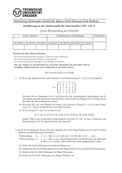 Parcial Juli Winter Fragen Fachrichtung Mathematik