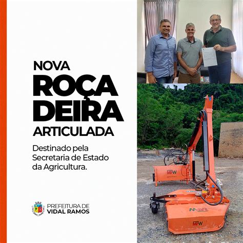 Vidal Ramos recebe nova roçadeira articulada para auxiliar a