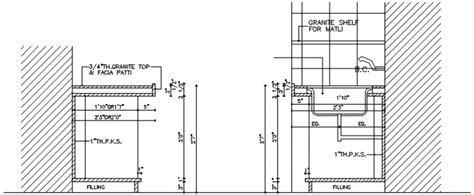 Kitchen sink installation and plumbing structure cad drawing details ...