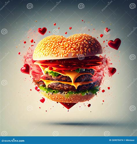 Heart Shaped Burger Stock Illustration Illustration Of Juicy