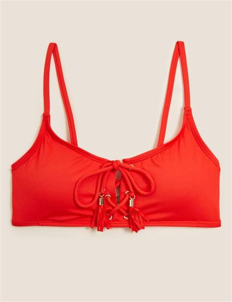Kırmızı Bağlama Detaylı Bikini Üstü T H Marks Spencer