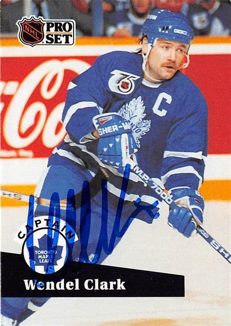 Wendel Clark Autographed Hockey Card Toronto Maple Leafs 1991 Pro Set