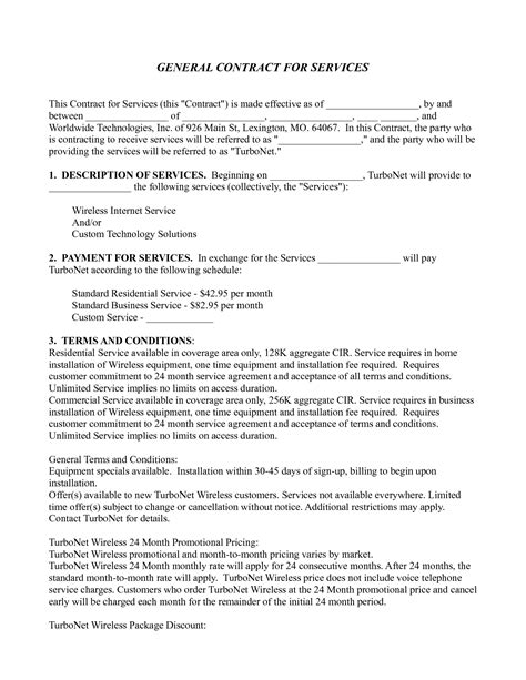 General Contract For Services Template - Free Printable Documents