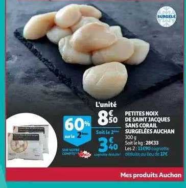 Promo Petites Noix De Saint Jacques Sans Corail Surgelées Auchan chez