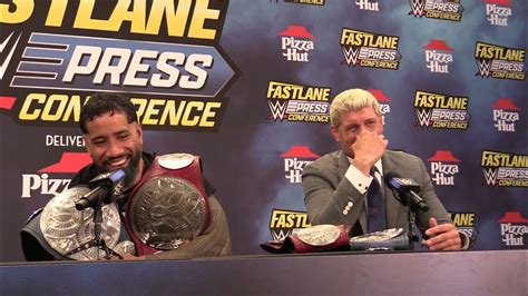 Very Funny Cody Rhodes And Jey Uso Wwe Fastlane Press Conference Youtube