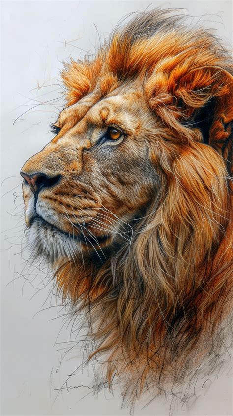 Regal Strokes Lion Portrait Sketch Collection 2024 Vahşi hayvanlar