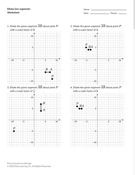 Eighth Grade Dilations On The Coordinate Plane Practice Worksheets