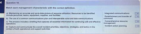 Solved El Question 18 Match Each Management Characteristic With The