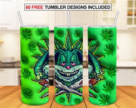 D Inflated Tumbler Wrap Rabbit Oz Tumbler Sublimation Wrap Cannabis