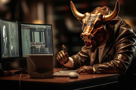 Premium Ai Image Angry Bull Trading With Computer Bullist In Stock