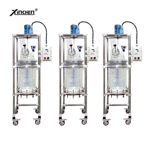 Lab Chemical Reactor Jacketed Double Layer Glass Stirred Tank Reactor