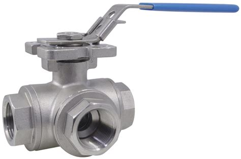 Three Way Reduced Bore L Port Ball Valve Bspp Psi Stainless