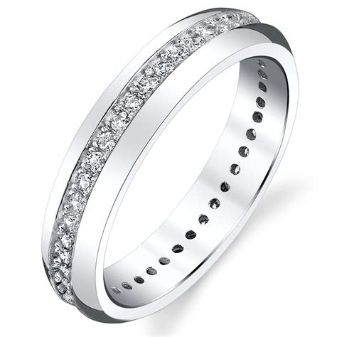 4mm Sterling Silver 925 Women's Eternity Ring Engagement Wedding Band ...