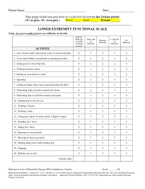 Fillable Online Lower Extremity Functional Scale Copy Copy Copy