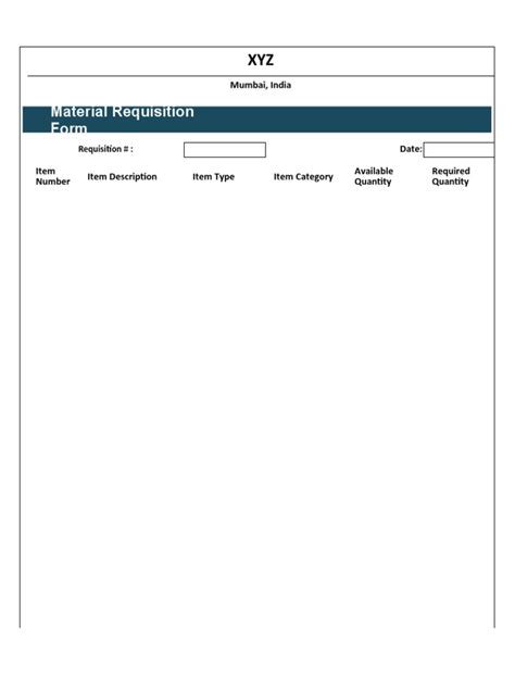 Material Requisition Template | PDF