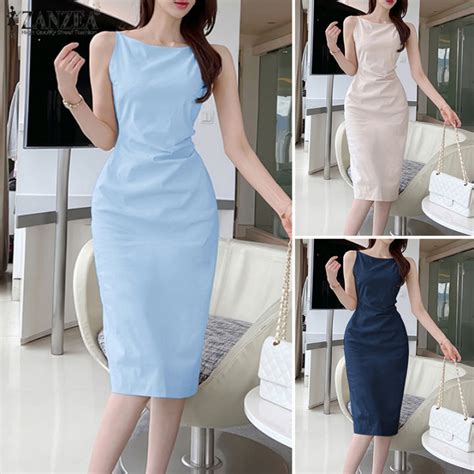 Clearance Sale Esolo ZANZEA Korean Style Women Sleeveless Bodycon