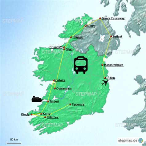 Stepmap Irland Rundreise Landkarte F R Irland