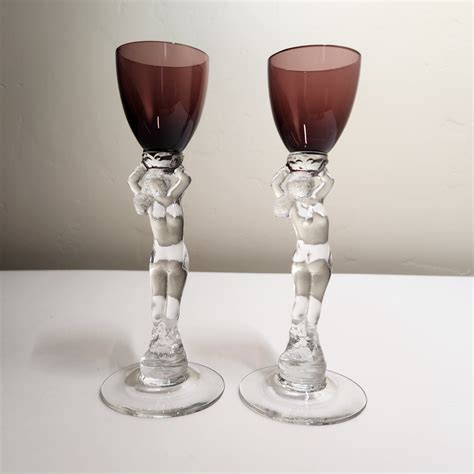 Cambridge Nude Figural Amethyst Brandy Glasses Sold Separately Etsy