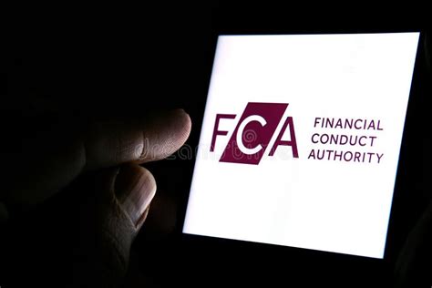 FCA Financial Conduct Authority Logo on the Smartphone and Finger ...