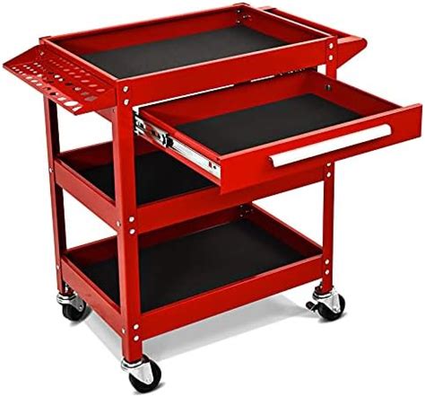 DURHAND 3 Tier Tool Trolley Cart Storage Shelf Roller Cabinet DIY Box