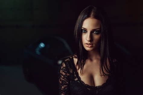 Alla Berger Women Portrait Black Hair Brunette HD Wallpaper Rare