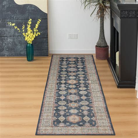 Clearance Extra Large Floor Rug Vintage Dark Blue Persian Carpet