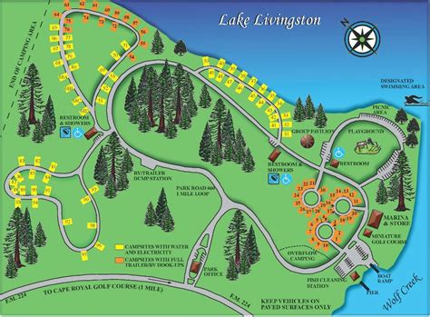 Wolf Creek Park Map - Lake Livingston, Coldspring, Tx. | Rving And ...