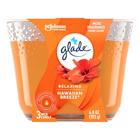 Glade 3 Wick Candle Hawaiian Breeze Fragrance Candle Infused With